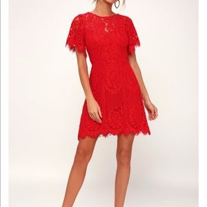 Lulus red lace Pearson mini dress - large
